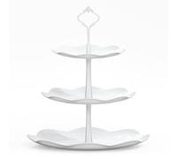 3 Tiered Cake Stands, 3 Tiers Cake Display Stands, White Afternoon Tea Standss, Plastic 3 Tier Cupcake Stand for Birthday Wedding Party Fruit Dessert Food Cup Cakes Donut Stand Serving Platter