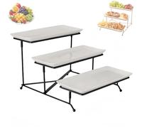 3 Tiered Dessert Stand，Serving Stand，Dinner Plate Stand Ceramic Dinner Plate Tiered Tray,Tray Dessert Stand, Food Stand for Party Display, Cookie Fruit Dessert Tray(B)