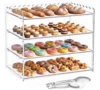 3 Tiers Bakery Display Case, Pastry Display Case for Commercial Countertop | New Wave Design ,Finger Hole Door, Also Suitable for Storage of Figurines, Cosmetics, Toiletries, Seasoning Bottles