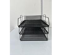 3 Tiers Black Mesh Filling Front Load Letter Paper Storage Tray Organiser Home Office Use