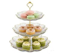 3 Tiers Cake Stand Dessert Cake Stand Round Cupcake Stand Cake Display Stand Afternoon Tea Stand Clear Reusable Cake Serving Stand Server Display Holder for Birthday Wedding Party (Lotus leaf)