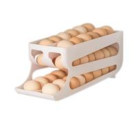 3 Tiers Egg Holder For Fridge,Auto Rolling Fridge Egg Organizer,Rolling Egg Dispenser Rack,Space Saving Egg Tray,Egg Storage Container For Kitchen Refrigerator Table