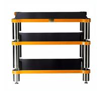 3-Tiers HiFi Rack AV Shelf Hifi Solid Wood Audio Rack Speaker Amplifier Cabinet TV Stand With Media Storage Shelves Audio Video Components (Color : Black, Size : 60 * 50 * 48cm)