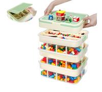 3 Tiers Kids Toys Storage Boxes for Lego, Stackable Organiser with Lids | Container with Adjustable Compartments, Lid & Handle, Lego Organiser Bins for Building Blocks, Crafts, Beads, Tools, Toys