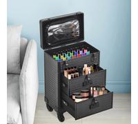 3 Tiers Rolling Cosmetic Cases Makeup Trolley Nail Luggage Storage Organizer