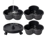 3 Tiers Strawberry Planter Outdoor, Stackable Vertical Planter Tower, Garden Flower Bedding With Wheels, Gardening Pots With Tray, For Outdoor And Indoor Flowers
