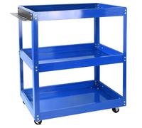 3-Tiers Tool Trolley on Wheels, Tools Storage Cart, Service Cart with Handle and Lockable Wheels, Heavy Duty Workshop Garage Trolley, Mechanics Tools Mobile Storage Trolley, 75 Kg Load Capacity (blue)