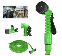 3 Times Expanding Garden Hose with 7 Function Spray Nozzles,Water Pipe Hose Anti Kink with High-Grade Fabric,75FT Magic Water Hose for Irrigating/Car Washing/Floor Cleaning,Green