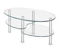3-Tire Modern Oval Tea Table Side Table Tempered Glass Coffee Table