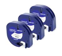 3 to 10 Pack 12mm Compatible Label Tape for LT Ribbon Printer Supplies Compatible with 91201 91200 12267 91331 91221 91202 LT100H LT100T(3PK Black on White)