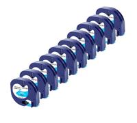 3 to 10 Pack 12mm Compatible Label Tape for LT Ribbon Printer Supplies Compatible with 91201 91200 12267 91331 91221 91202 LT100H LT100T(10PK Black on Blue)