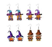 3 to 9 Pairs Halloween Thanksgiving Fall Earrings Cute Gnome Dwarf Wood Drop Earrings Harvest Pumpkin Maple Leaf Turkey Witch Hat Acrylic Dangle Earring Holiday Autumn Party Jewelry Gifts, Acrylic, No