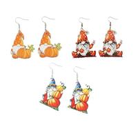 3 to 9 Pairs Halloween Thanksgiving Fall Earrings Cute Gnome Dwarf Wood Drop Earrings Harvest Pumpkin Maple Leaf Turkey Witch Hat Acrylic Dangle Earring Holiday Autumn Party Jewelry Gifts, Acrylic, No
