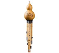 3 Tone Bb/C/D Key Hulusi Gourd Cucurbit Flute Chinese Traditional Instrument with Chinese Knot Case Natural Hulusi Flute Wind Instrument for Adult Children Beginner