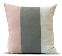 3 Tone Cushion Covers - Soft Decorative Throw Pillow Covers for Sofa, Bed & Living Room - Durable Zip Cushion Cases, Luxury Cushion Cover Set (Blush Pink/Grey/White, 21" X 21" Filled Cushion)