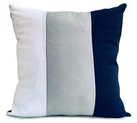 3 tone cushions + covers 17"x17" SET OF 4 FILLED NAVY BLUE/Grey/White