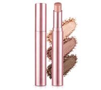 3-Tone Eyeshadow Stick, Fine Glitter Rose 04, Twist-Up Pencil, 1 Count | Creamy Shimmer Texture, Base, Main Colour And Accent For Layering, Direct Eyelid Application For Work, Travel And Evenings