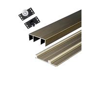 3-Track Sliding Door Rollers Kit, Adjustable Wheels for Wardrobe Cabinet Glass Doors, Upper & Lower Rail Replacement with Silent Sliding Program(Bronze,4.59ft)