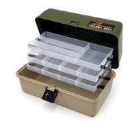 3 Tray Cantilever Fishing Tackle Box: Tough Injection Moulded Storage with Adjustable Compartments and Secure Latch for Reels and Gear