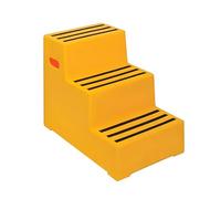 3 Tread Heavy Duty Safety Steps 260KG Capacity Moulded Plastic Industrial Anti Slip Footstep Warehouse Equestrian Platforms (Yellow)