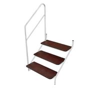 3 Tread Step White with Handrail Bolt On Stainless Steel for Static Caravan