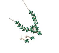 3 trendy women's crystal flower multicolored necklaces and earrings set banquet and party accessories