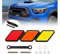 3 Tri-color Front Grille Badge Emblem for Any Tacoma 4 Runner Tundra Sequoia Rav4 Highlander & Any Cars with Mesh Grille or Slotted Grill（Yellow/Orange/Red)