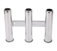 3 Tube Fishing Rod Holder, Stainless Steel Fishing Rod Rack, 304 Marine Grade Rustproof Design with Bottom Drainage Holes, for Yacht Boat Fishing Accessories, Durable and Easy to I