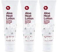 3 Tubes Forever Living Aloe Heat Lotion (3 x 4 oz), Soothing Massage Lotion