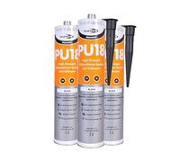 (3 Tubes) PU18 Black Polyurethane Sealant Adhesive Strong Flexible for Construction, Auto and Marine applications. Non Shrinking High Grab Suitable for Expansion Joints . Paintable .