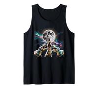 3 Tyrannosaurus Howling at Moon Prehistoric Dinosaurs Parody Tank Top