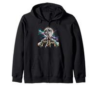 3 Tyrannosaurus Howling At Moon Prehistoric Dinosaurs Parody Zip Hoodie