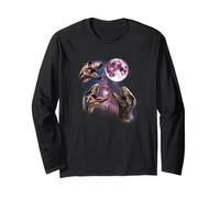3 Tyrannosaurus Howling at Moon Prehistoric Dinosaurs T-Rex Long Sleeve T-Shirt