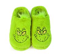 (3 UK-4 UK, Green) The Grinch Unisex Adult Face Faux Fur Slippers