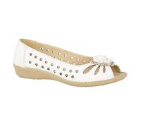 (3 UK, White) Boulevard Womens Punched Open Toe Floral Casual Shoes