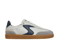 (3 UK, White/Navy) Skechers Boys Hotshot Varsity Leather Trainers