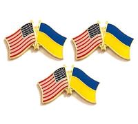 3 Ukraine Crossed Enamel Friendship Double Flag Pins