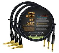 3 Units - 1.5 Meter - Van Damme Pro Grade Classic XKE - Premium Ultra-Flexible Multi-Shielded Guitar Instrument Effects Patch Cable w/Eminence Straight & Angled Gold 6.35mm TS Plugs & Staggered Boots