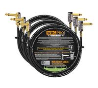 3 Units - 1 Meter - WBC-PRO-PEDAL - 22 AWG - Low-Cap (18pF/ft) - Pro-Grade - Graphite-based - Dual-Shielded Pedal, Effects, Patch, instrument cable with Eminence Tiny Gold Plated Angled TS Connectors