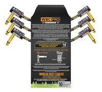 3 Units - 10 CM - WBC-PRO-PEDAL - 22 AWG - Low-Cap (18pF/ft) - Pro-Grade - Graphite-based - Dual-Shielded Pedal, Effects, Patch, instrument cable with Eminence Tiny Gold Plated Angled TS Connectors