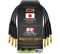 3 Units - 10 Inch -Pedal, Effects, Patch, Guitar instrument cable CUSTOM MADE By WORLDS BEST CABLES - made using Mogami 2319 wire and Neutrik-Rean NYS224BG Gold ¼ inch (6.35mm) TS Plugs
