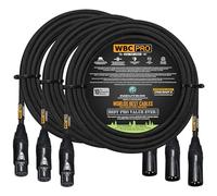 3 Units - 150 Foot - WBC-PRO-Quad Ultra-Silent Ultra-Flexible Balanced Star-Quad Cable with Neutrik Male & Female XLR Plugs & Black Tweed Jacket