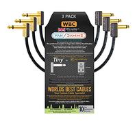 3 Units - 25 CM - Van Damme Pro Grade Classic XKE - Premium Silver-plated OFC, Flexible Shielded Guitar Bass Instrument Effects Pedal Patch Cable w/ Eminence Tiny Gold Plated Angled TS Connectors