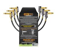 3 Units - 25 CM - WBC-PRO-PEDAL - 22 AWG - Low-Cap (18pF/ft) - Pro-Grade - Graphite-based - Dual-Shielded Pedal, Effects, Patch, instrument cable with Eminence Tiny Gold Plated Angled TS Connectors