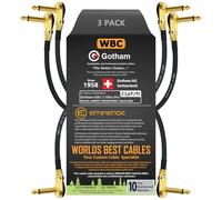 3 Units - 4 Inch - Gotham GAC-1 Ultra Pro - Low-Cap (21pF/ft) Guitar Bass Effects Instrument, Patch Cable & Gold (6.35mm) Low-Profile R/A Pancake type Connectors - CUSTOM MADE By WORLDS BEST CABLES