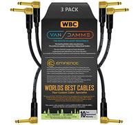 3 Units - 40 CM - Van Damme Pro Grade Classic XKE - Premium, Ultra-Flexible Multi-Shielded Guitar Bass Instrument Effects Pedal Patch Cable w/Eminence R/Angled Gold ¼ inch TS Plugs & Staggered Boots