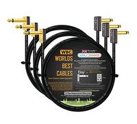 3 Units - 50 CM - Van Damme Pro Grade Classic XKE - Premium Silver-plated OFC, Flexible Shielded Guitar Bass Instrument Effects Pedal Patch Cable w/ Eminence Tiny Gold Plated Angled TS Connectors