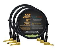 3 Units - 60 CM - Van Damme Pro Grade Classic XKE - Premium, Ultra-Flexible Multi-Shielded Guitar Bass Instrument Effects Pedal Patch Cable w/Eminence R/Angled Gold ¼ inch TS Plugs & Staggered Boots
