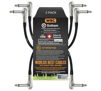 3 Units - Gotham GAC-1-7 Inch (17 cm)- Premium, Ultra-Flexible Dual Shielded Guitar Bass Effects Instrument, Patch Cable - with Low-Profile, Right Angled Pancake type TS (6.35mm) Connectors