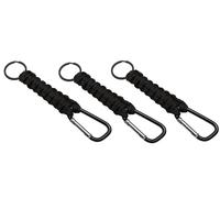 3 units Large Heavy Duty Webbed Knotted Nylon Rope Identification Key Ring Clip on Handel loops Fob. (Black=3)